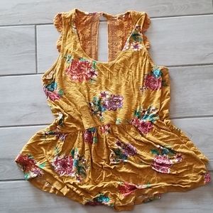 (3 for $10) Mustard sleeveless peplum blouse